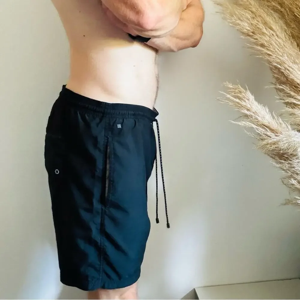 MENS HUGO BOSS Black Casual Athletic Tie Waist Transitional Swim Board Shorts S